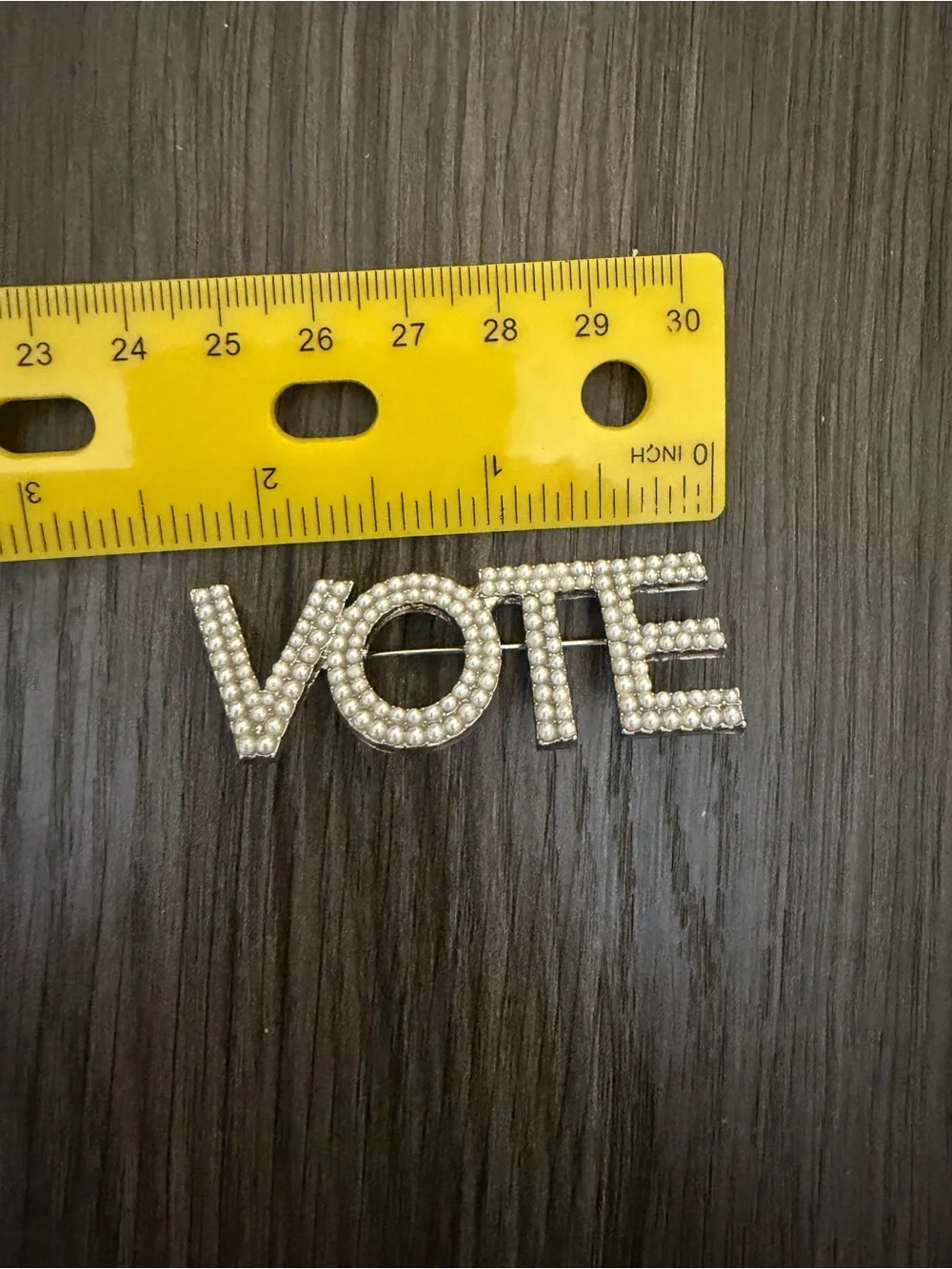 VOTE Pin Brooch - Pearl Rhinestone Silver Statement Jewelry